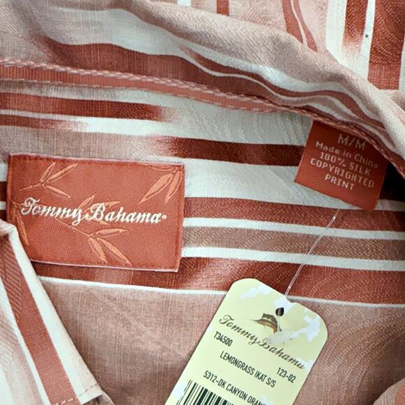 Tommy Bahama 100% Silk Lemongrass Hawaiian Short Sleeve Shirt NWT New Med - Picture 4 of 5